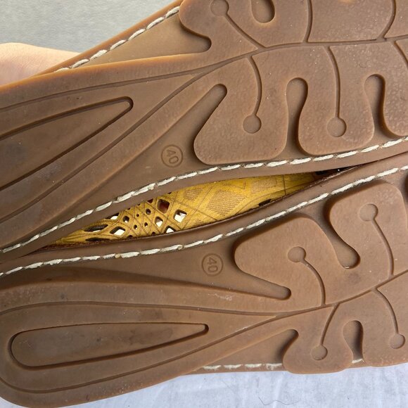 Spring Step Womens Yellow Genuine Leather Peep Toe Flats Size 40,Comfort - Picture 7 of 9